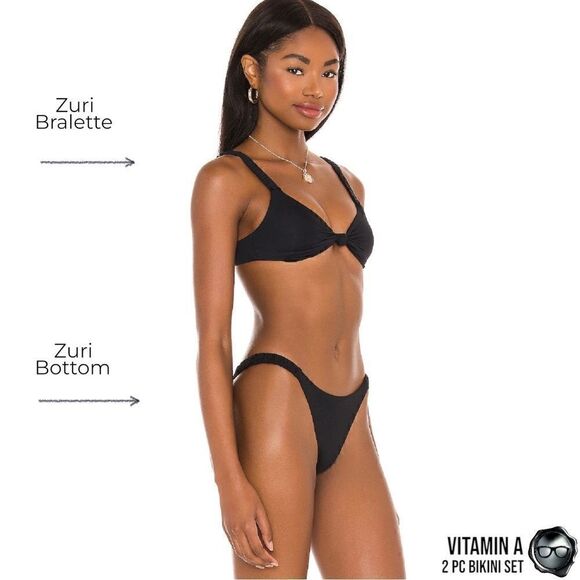 VITAMIN A SWIM SUSTAINABLY MADE ZURI BIKINI 2 PIECE SWIMSUIT SET IN BLACK NEW - Picture 5 of 16